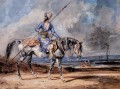 un homme turc sur un cheval gris Eugène Delacroix